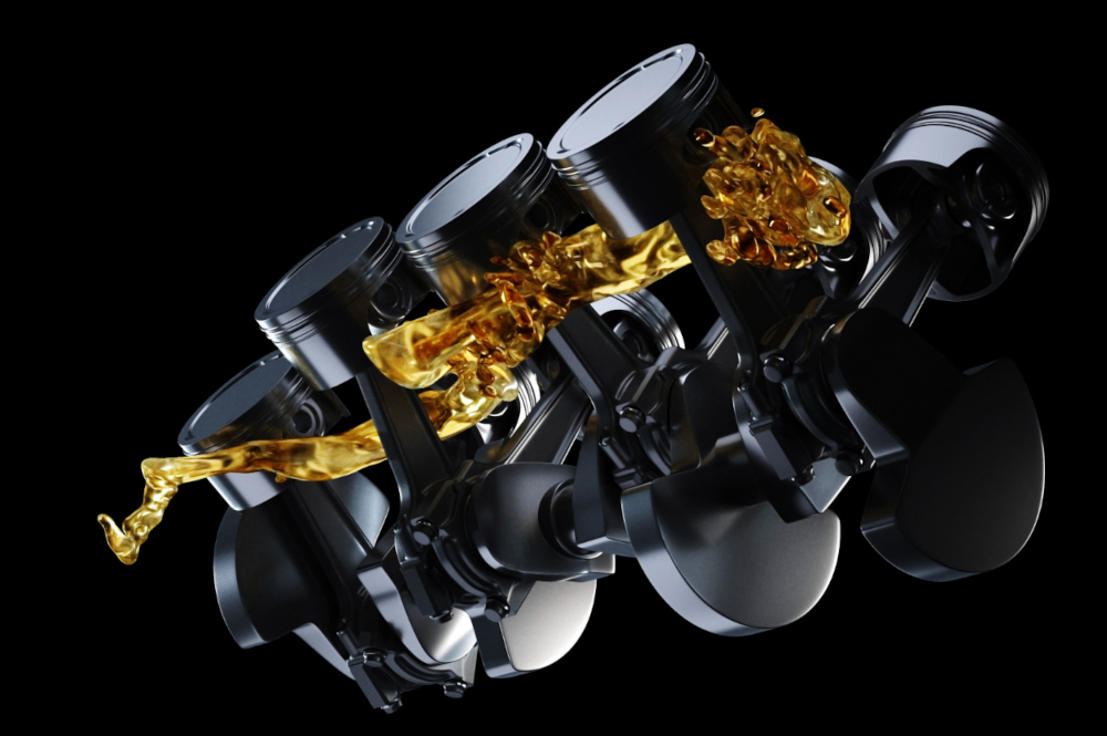 Grafik eines Autozylinders mit Öl.